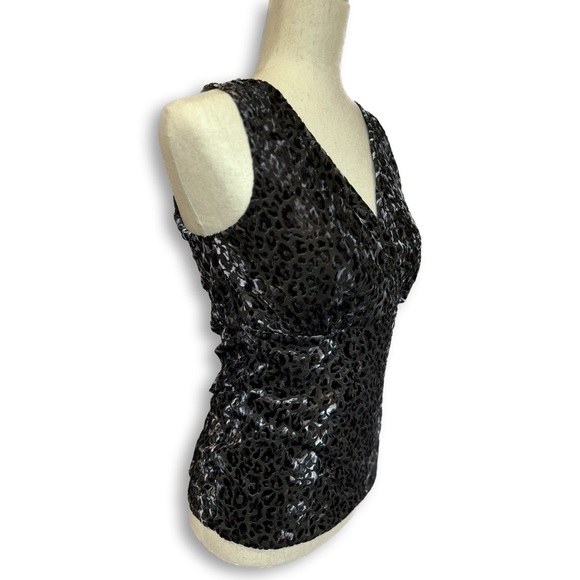 NWT White House Black Market Velvet Cheetah V-neck Sleeveless Shirt - Picture 2 of 4